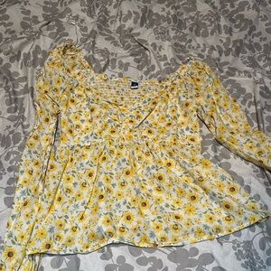 Old Navy Yellow Floral Peasant Blouse